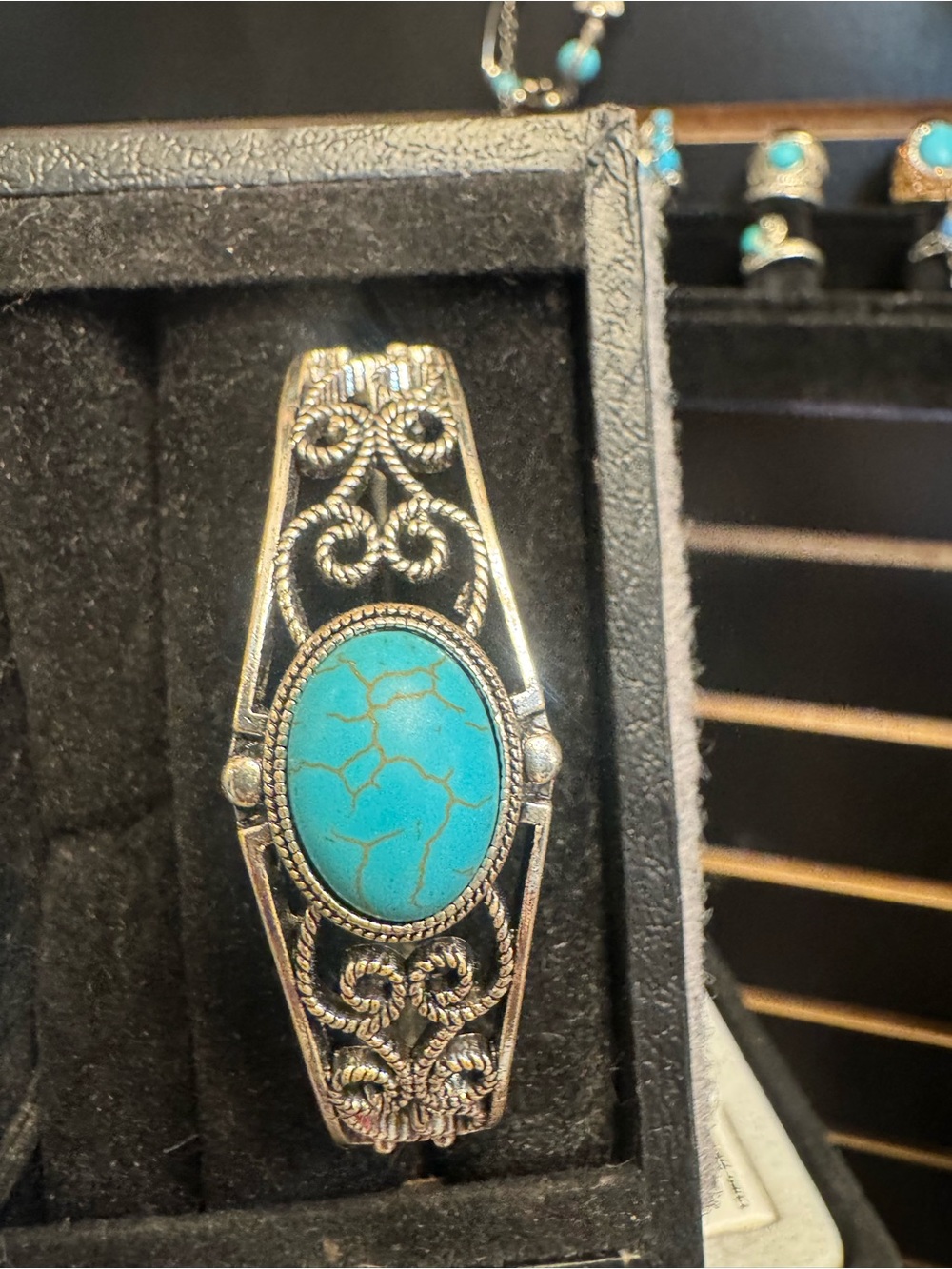 Turquoise Stone Filigree Bracelet - Women Jewelry